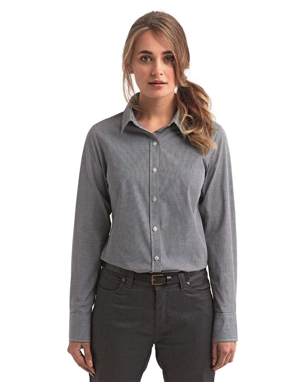 Artisan Collection by Reprime-RP320-Women's Microcheck Gingham Cotton Shirt - Image 5