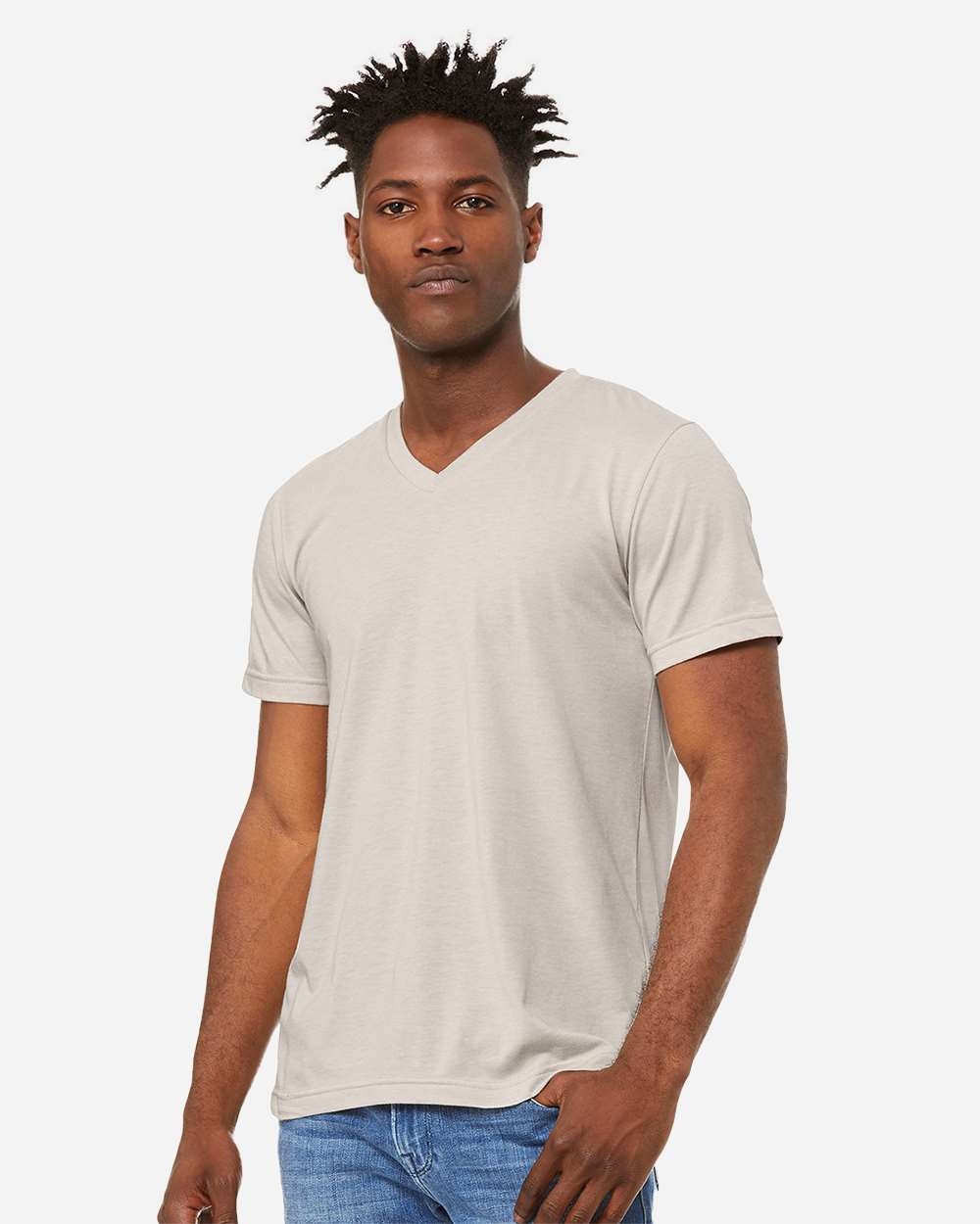 BELLA + CANVAS-3005CVC-Heather CVC V-Neck Tee - Image 26