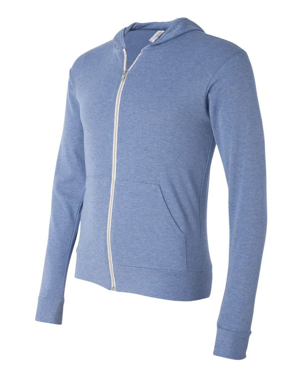 BELLA + CANVAS-3939-Triblend Lightweight Full-Zip Hooded Long Sleeve Tee - Image 4
