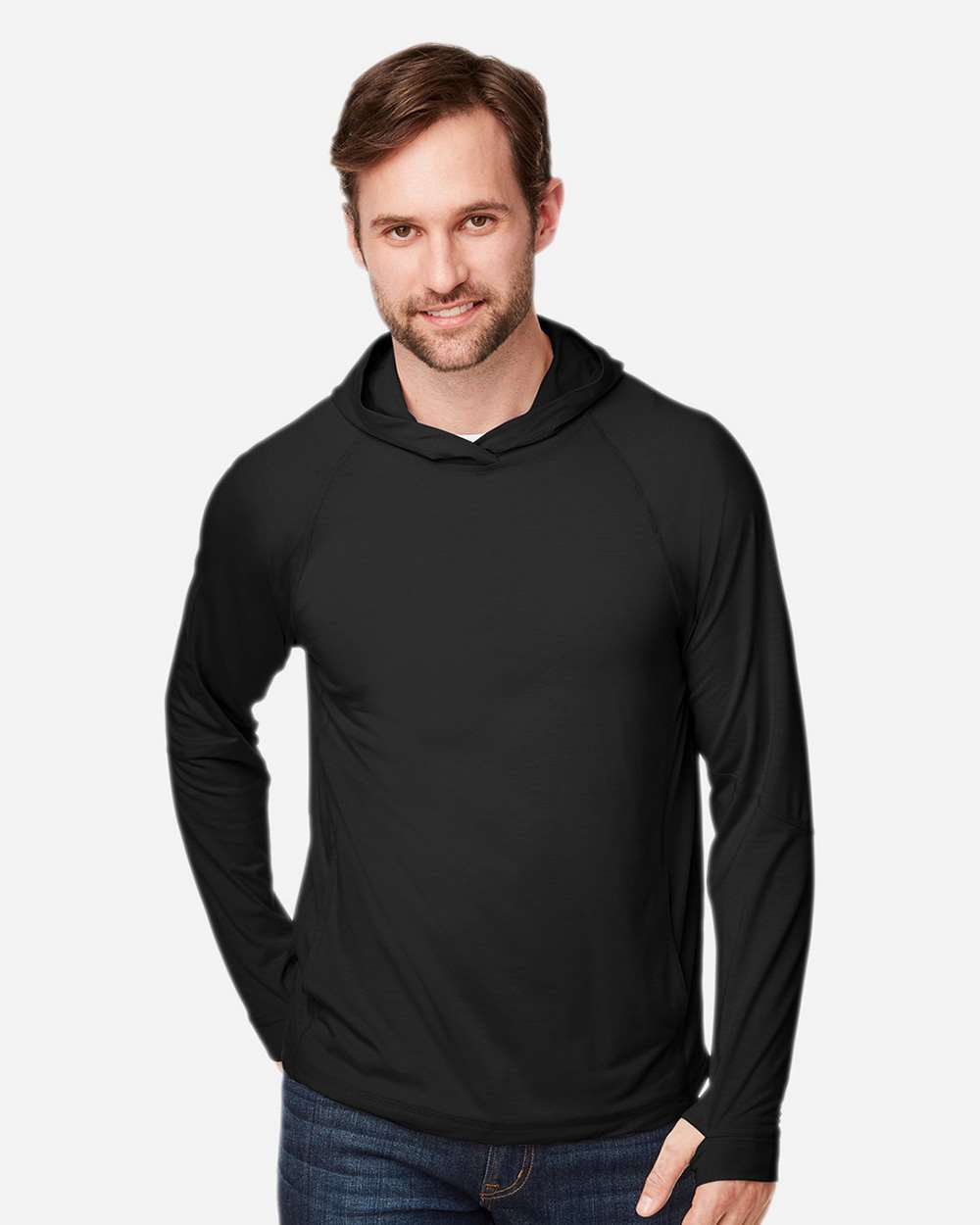 North End-NE105-Unisex JAQ Stretch Performance Hooded Long Sleeve T-Shirt - Image 5